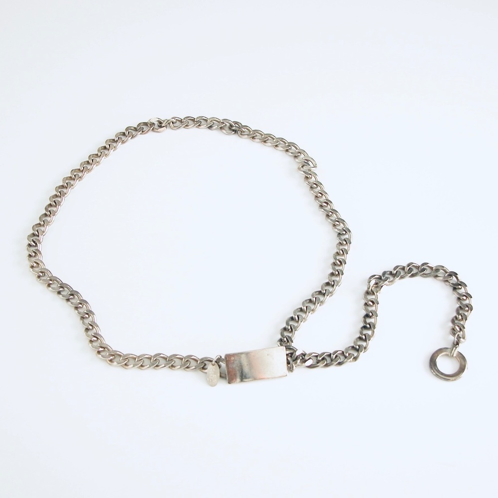 Vtg 80s Motion East Silver Tone Waist Chain Belt